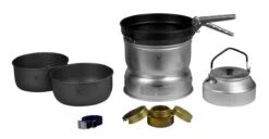 TRANGIA Sturmkocher 25-0 UL/HA - Sturmkocher-Set Groß Aus Hartanodisiertem Ultralight-Aluminium Mit Non-Stick-Pfanne Und Wasserkessel