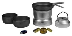 TRANGIA Sturmkocher 25-8 UL/HA - Sturmkocher-Set Groß Aus Hartanodisiertem Ultralight-Aluminium Mit Non-Stick-Pfanne Und Wasserkessel